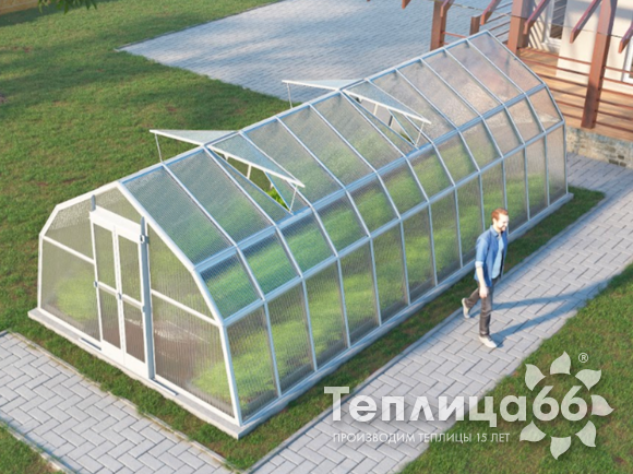 Теплица Рада Таймыр из поликарбоната, 3,5x8 метров, белая